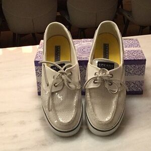 Sperry white sequin top siders